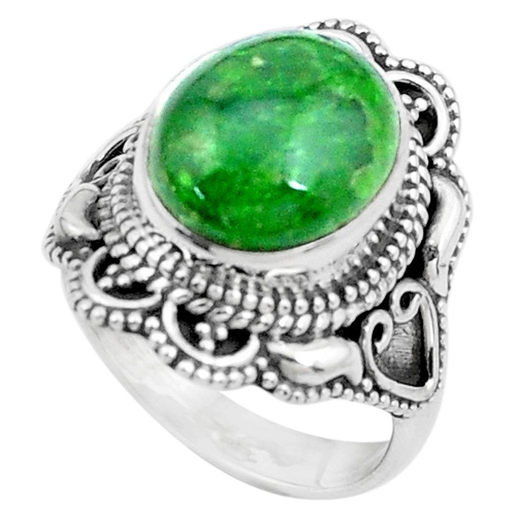 925 silver 5.52cts natural green chrome diopside solitaire ring size 6 p26344