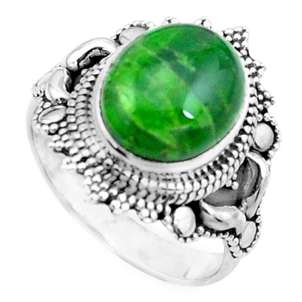5.31cts natural green chrome diopside 925 silver solitaire ring size 8 p26347