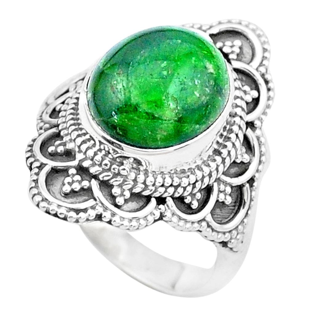 925 silver 5.75cts natural green chrome diopside solitaire ring size 7 p26348