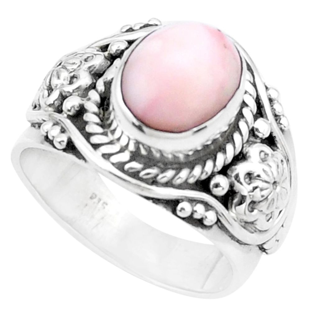 4.21cts natural pink opal 925 sterling silver solitaire ring size 7 p26357