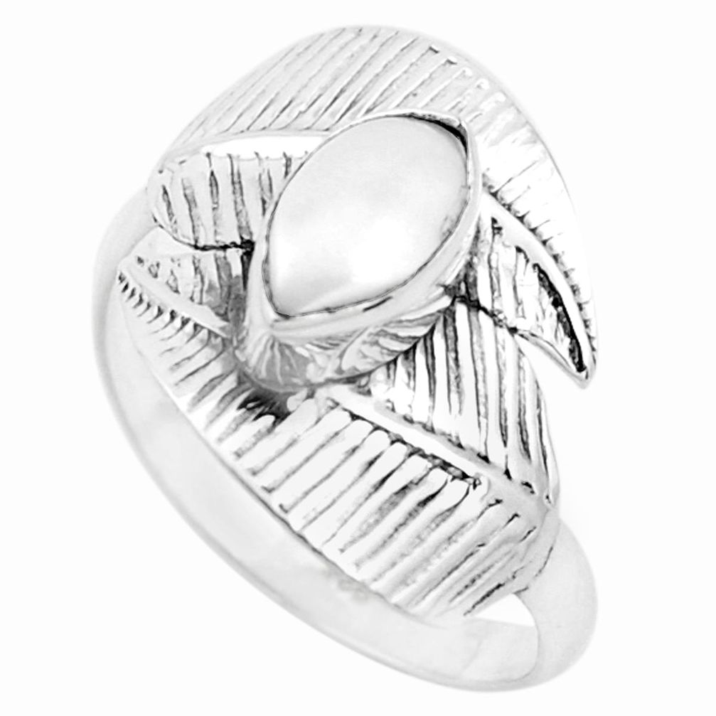 2.44cts natural white pearl 925 sterling silver solitaire ring size 9 p26770