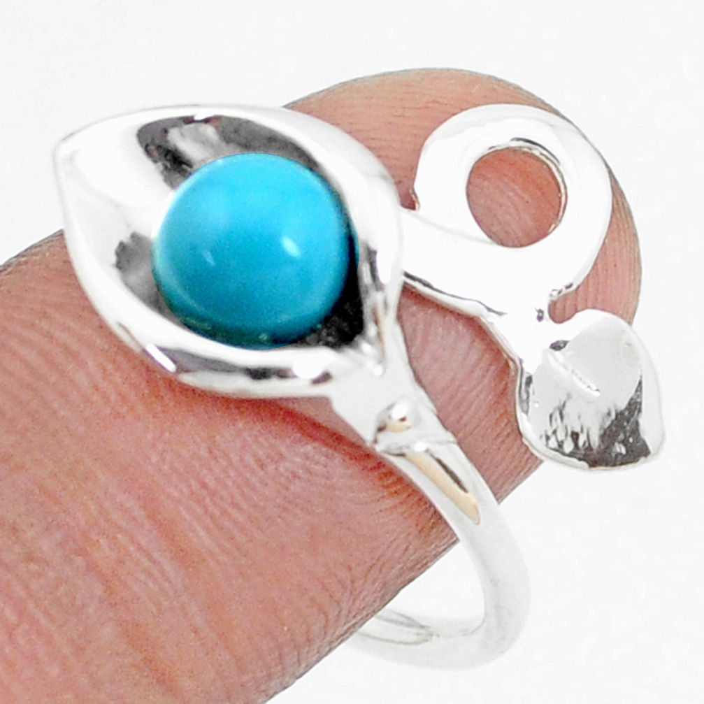 2.41cts blue sleeping beauty turquoise 925 silver adjustable ring size 8 p27185