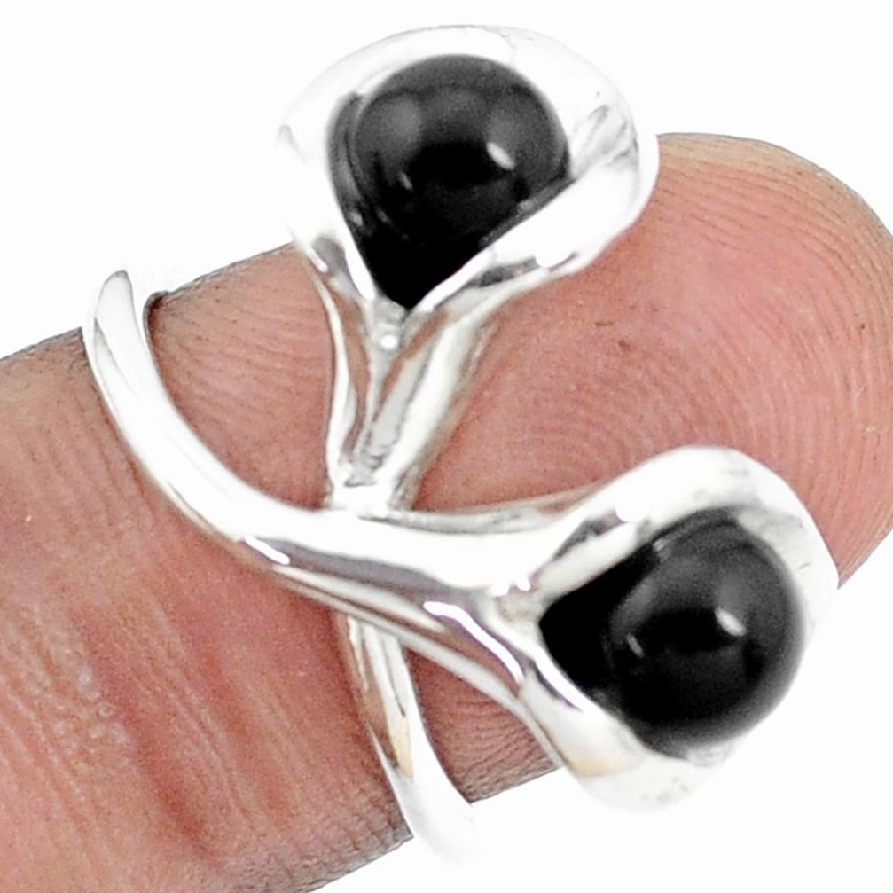 5.30cts natural black onyx 925 sterling silver ring jewelry size 5.5 p27193