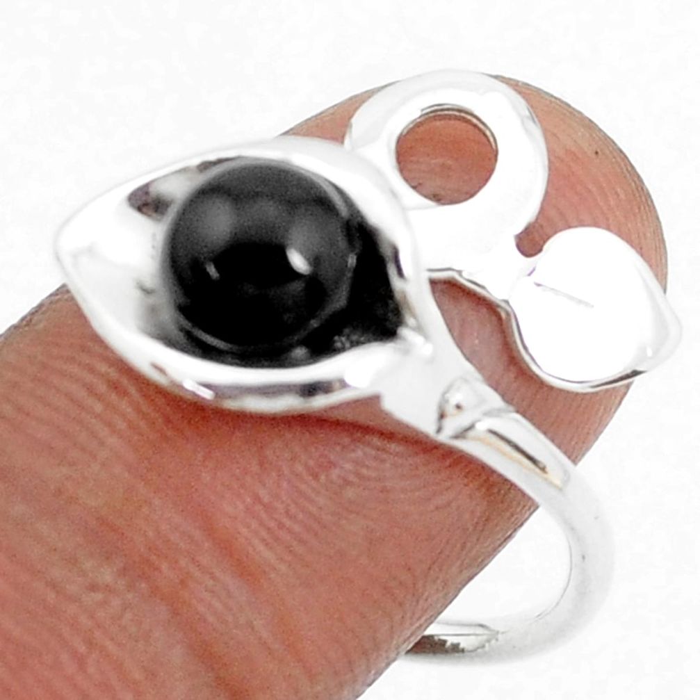 925 sterling silver 2.41cts natural black onyx adjustable ring size 8.5 p27198