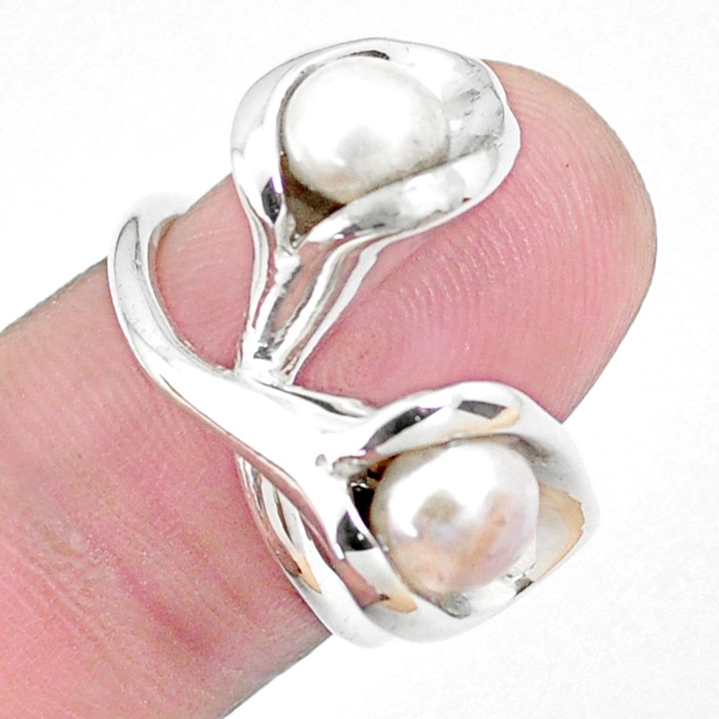 5.01cts natural white pearl 925 sterling silver ring jewelry size 5 p27219