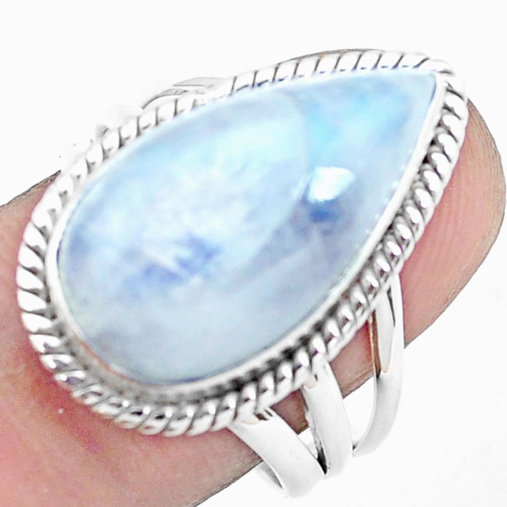 10.85cts natural rainbow moonstone 925 silver solitaire ring size 8.5 p27478