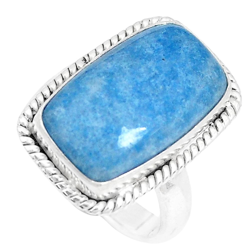 12.34cts natural blue dumortierite 925 silver solitaire ring size 7 p27727