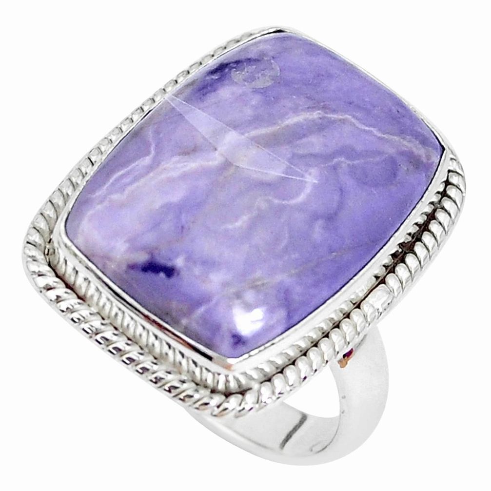 925 silver 14.26cts natural purple tiffany stone solitaire ring size 8 p27804