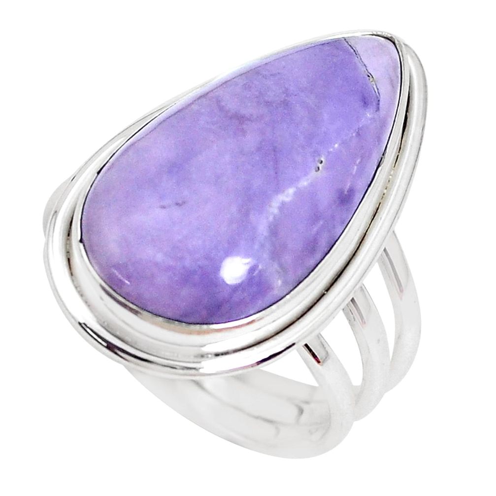 16.46cts natural purple tiffany stone 925 silver solitaire ring size 10 p27806