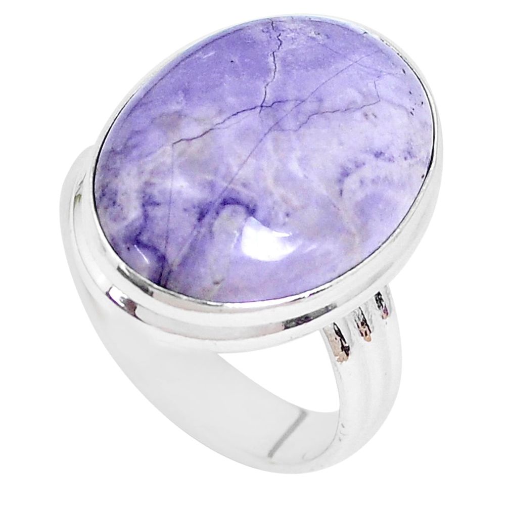 15.85cts natural purple tiffany stone 925 silver solitaire ring size 9.5 p27809