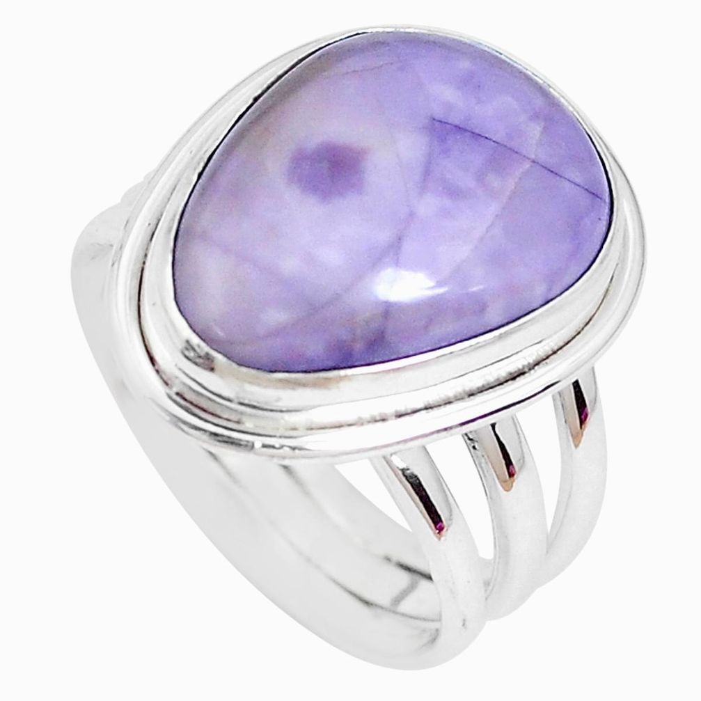 925 silver 11.89cts natural purple tiffany stone solitaire ring size 8 p27812