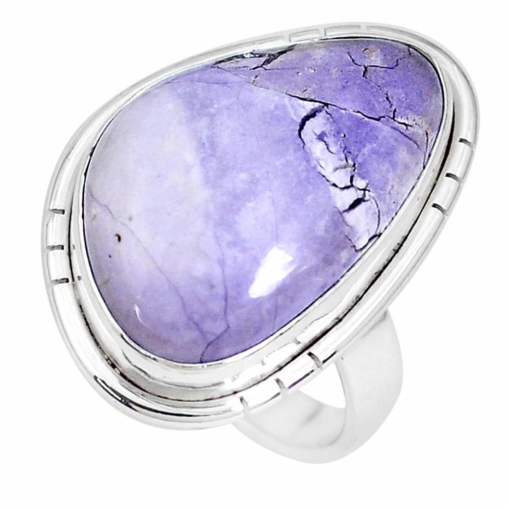 13.24cts natural purple tiffany stone 925 silver solitaire ring size 8.5 p27814