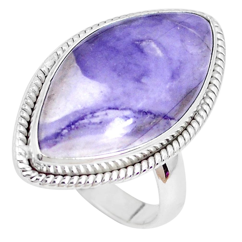 15.39cts natural purple tiffany stone 925 silver solitaire ring size 8 p27819