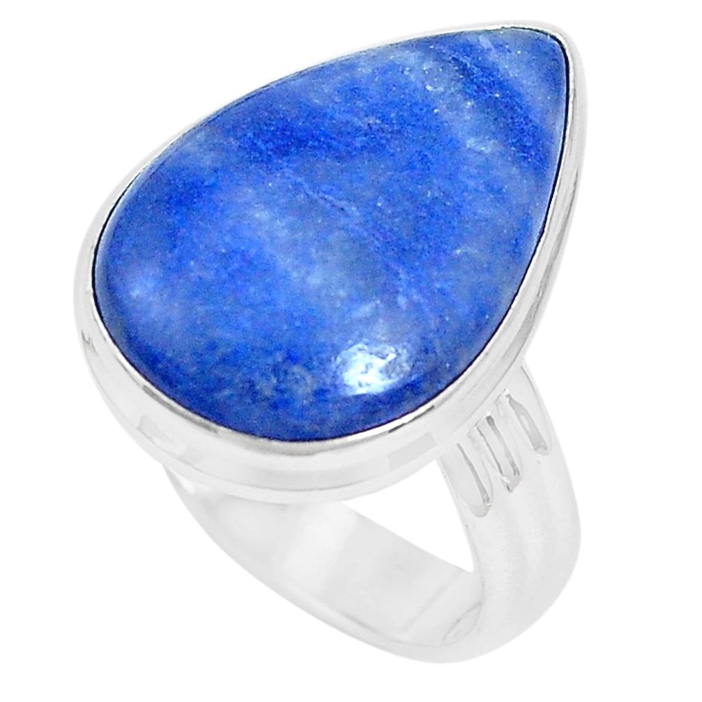 15.39cts natural blue quartz palm stone 925 silver solitaire ring size 10 p27834