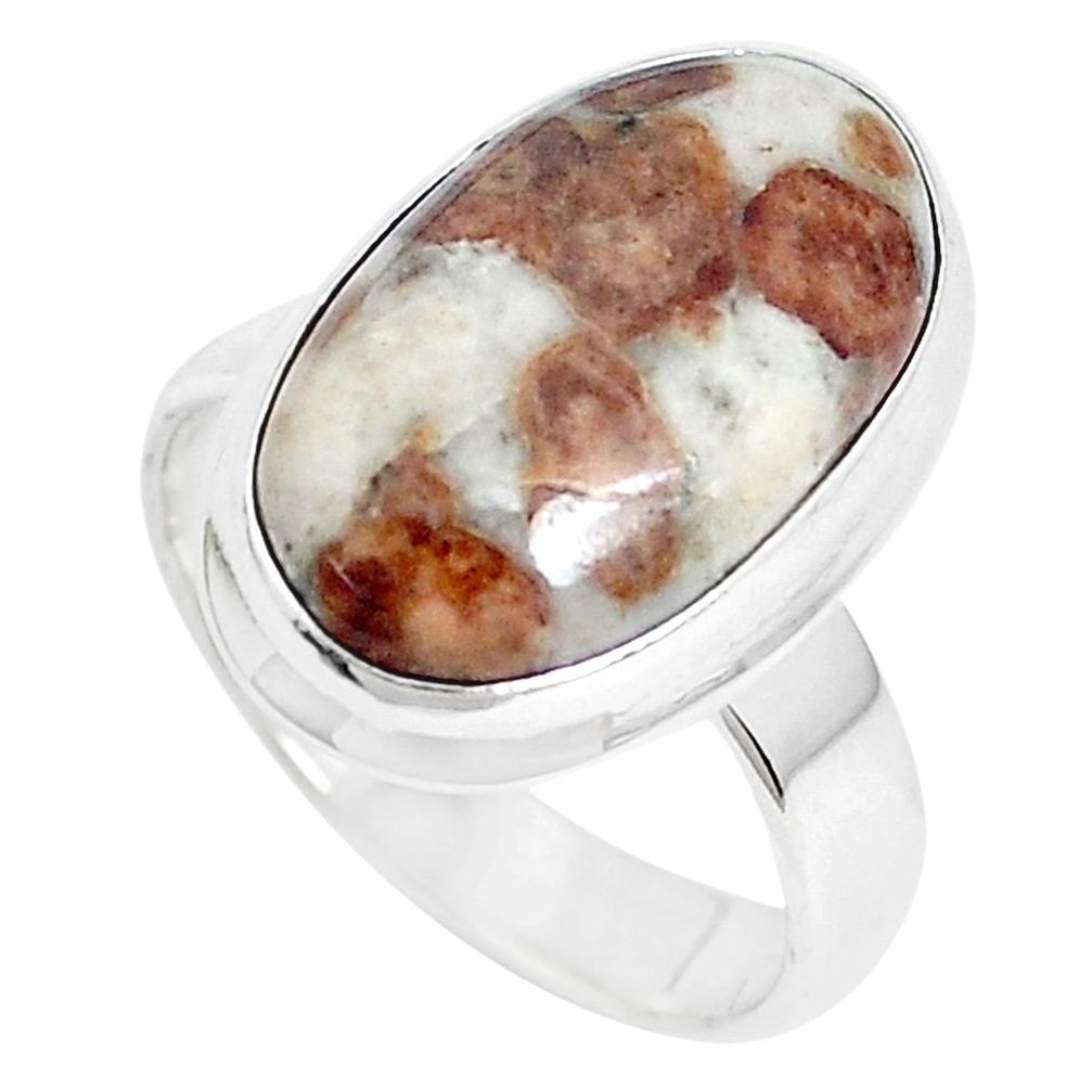 Natural garnet in limestone spessartine 925 silver solitaire ring size 6 p27842