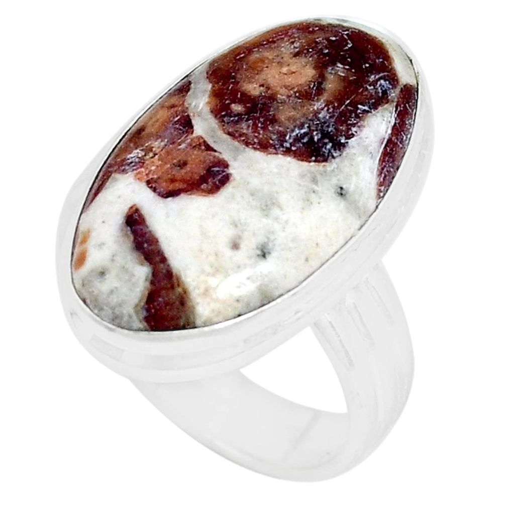 Natural garnet in limestone spessartine 925 silver solitaire ring size 7 p27849