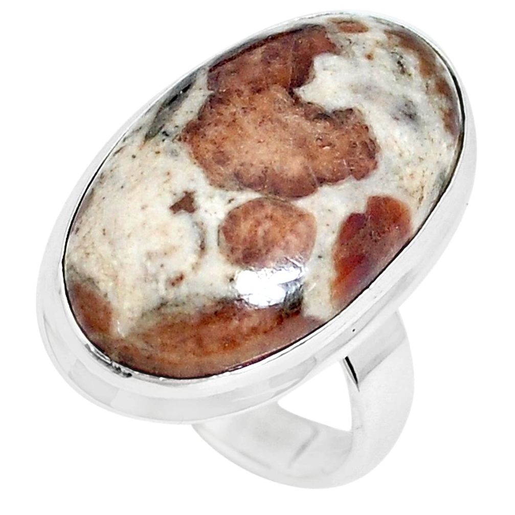 925 silver natural garnet in limestone spessartine solitaire ring size 6 p27855