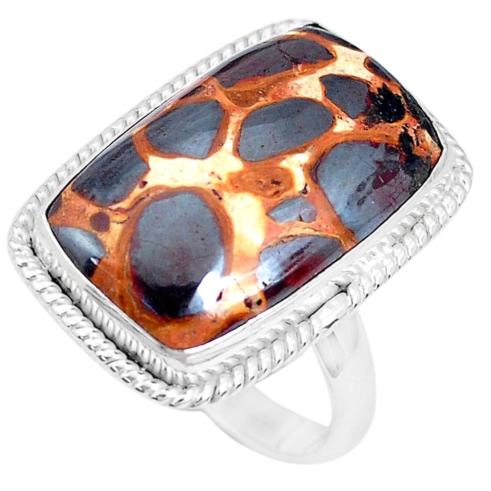 21.72cts natural brown bauxite 925 silver solitaire ring jewelry size 10 p27882