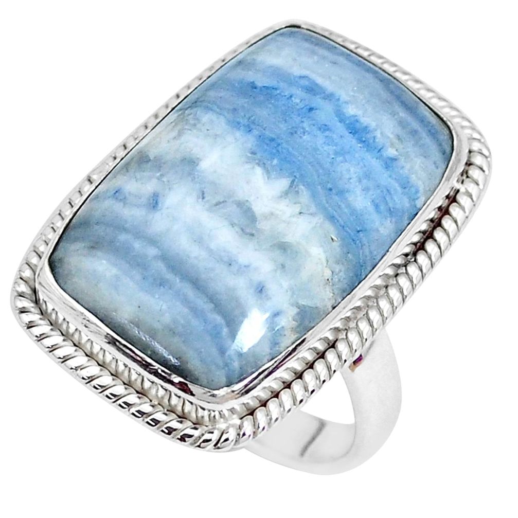 Natural blue scheelite (lapis lace onyx) 925 silver solitaire ring size 8 p27946