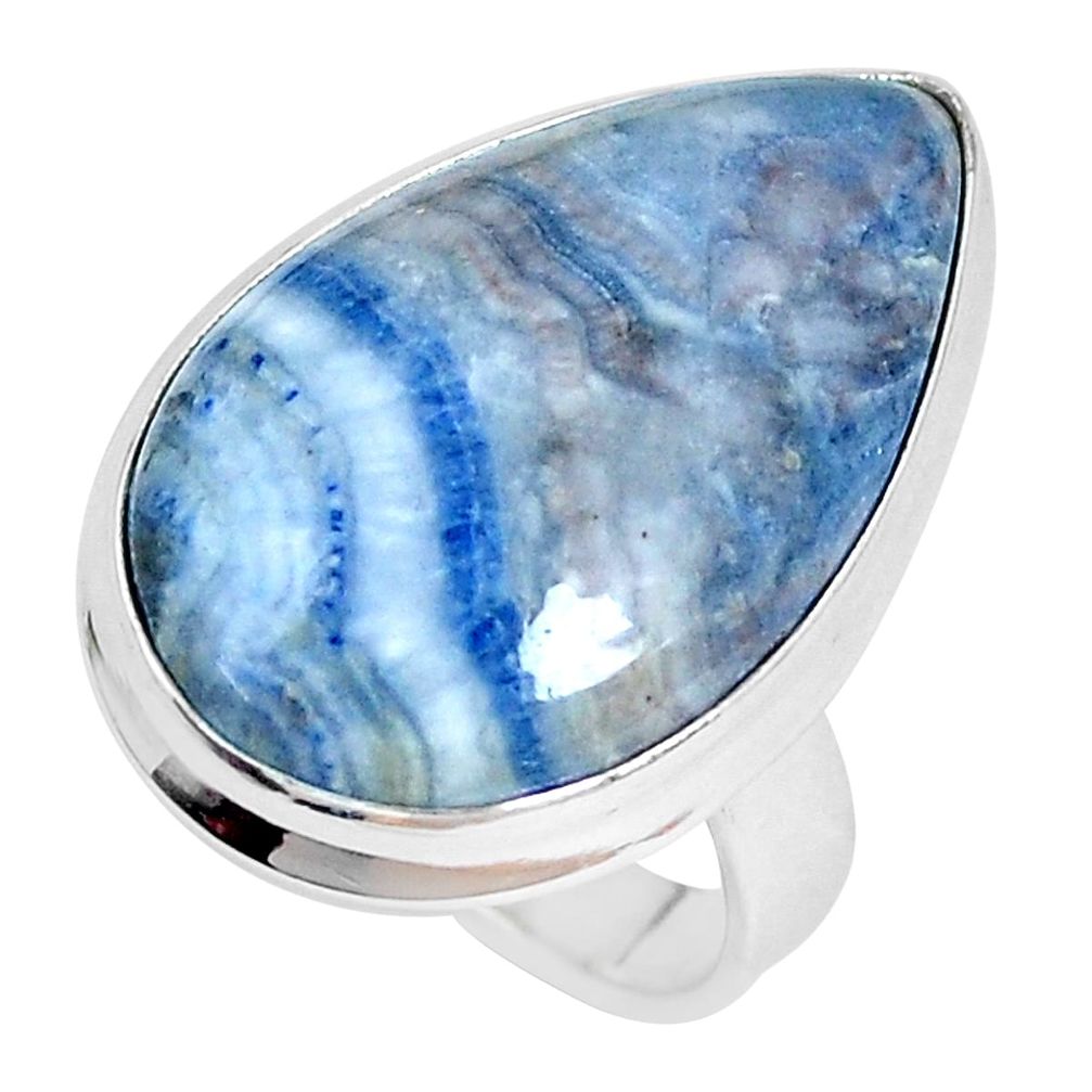 Natural blue scheelite (lapis lace onyx) 925 silver solitaire ring size 6 p27947