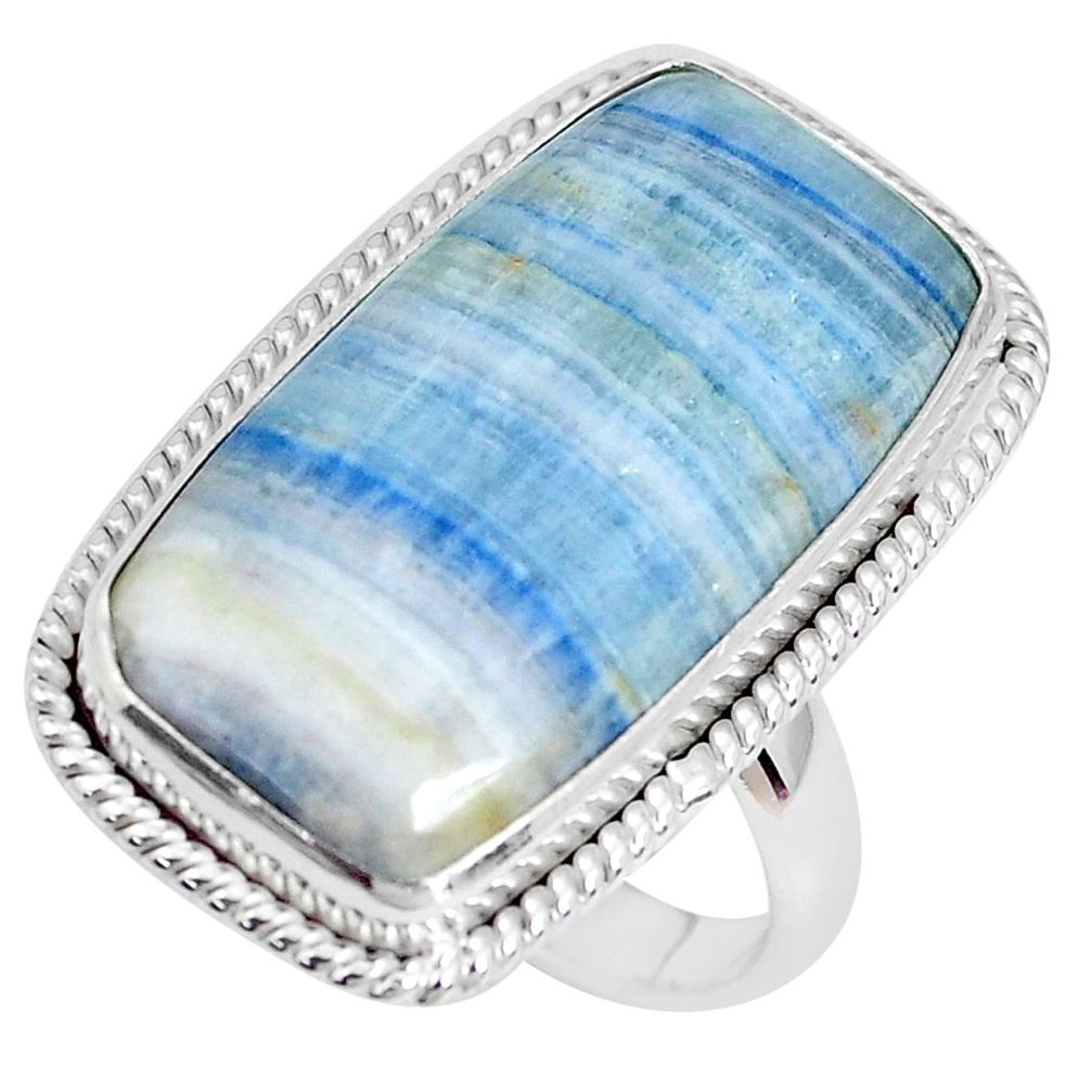 Natural blue scheelite (lapis lace onyx) silver solitaire ring size 8.5 p27949