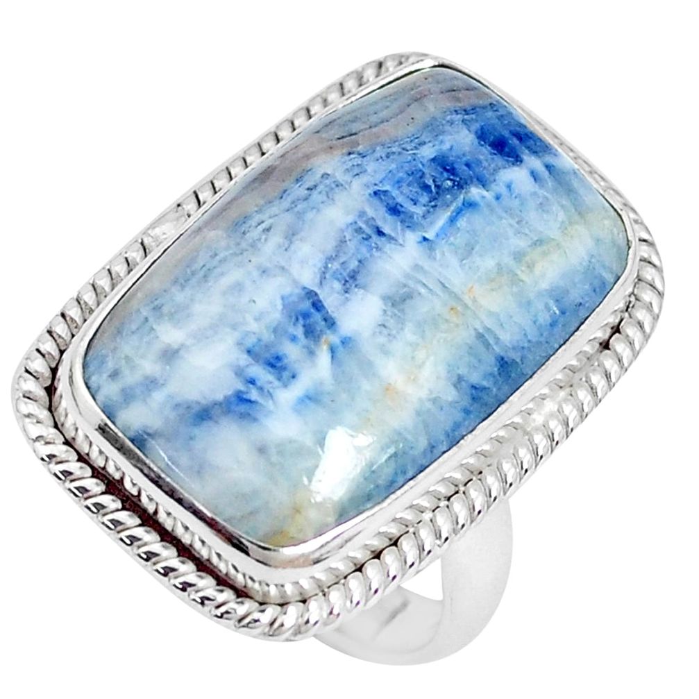 Natural blue scheelite (lapis lace onyx) 925 silver solitaire ring size 6 p27950