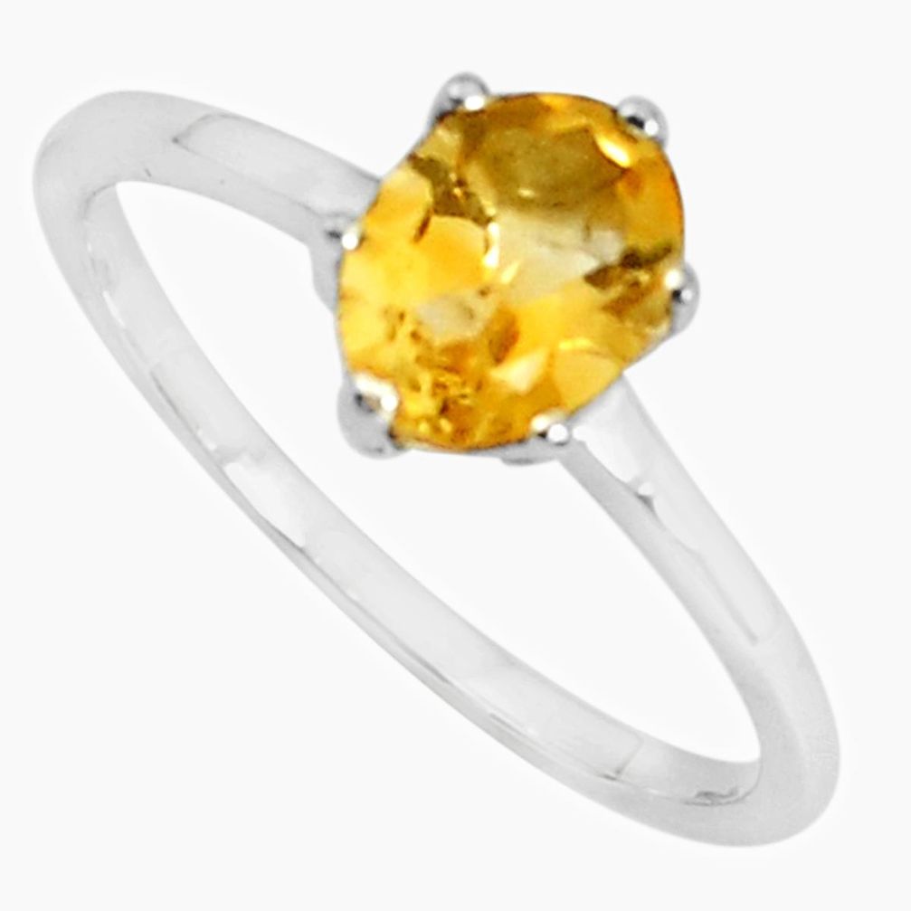 925 sterling silver 2.28cts natural yellow citrine solitaire ring size 8 p28352