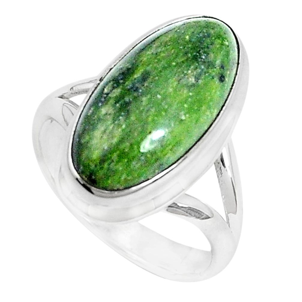 Natural green swiss imperial opal 925 silver solitaire ring size 6.5 p28393