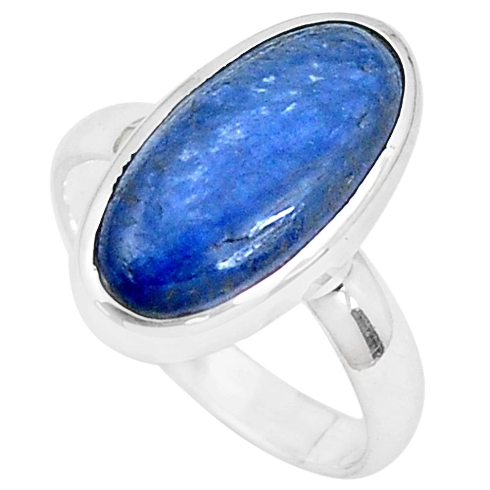 5.38cts natural blue kyanite 925 sterling silver solitaire ring size 7 p28405