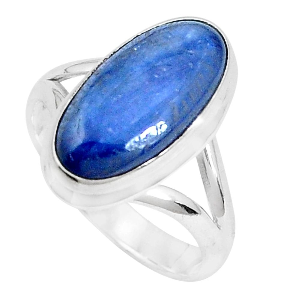 925 sterling silver 5.74cts natural blue kyanite solitaire ring size 7.5 p28408