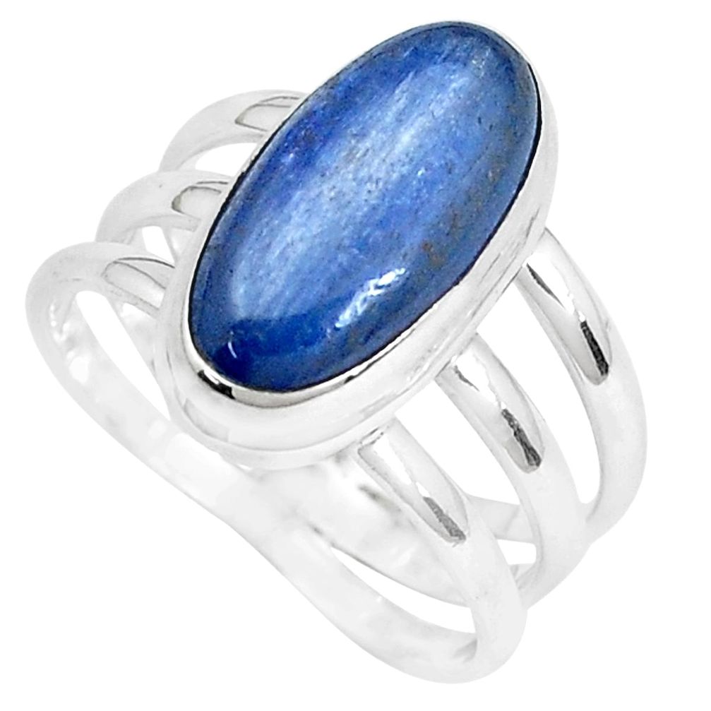 925 sterling silver 5.62cts natural blue kyanite solitaire ring size 8.5 p28416