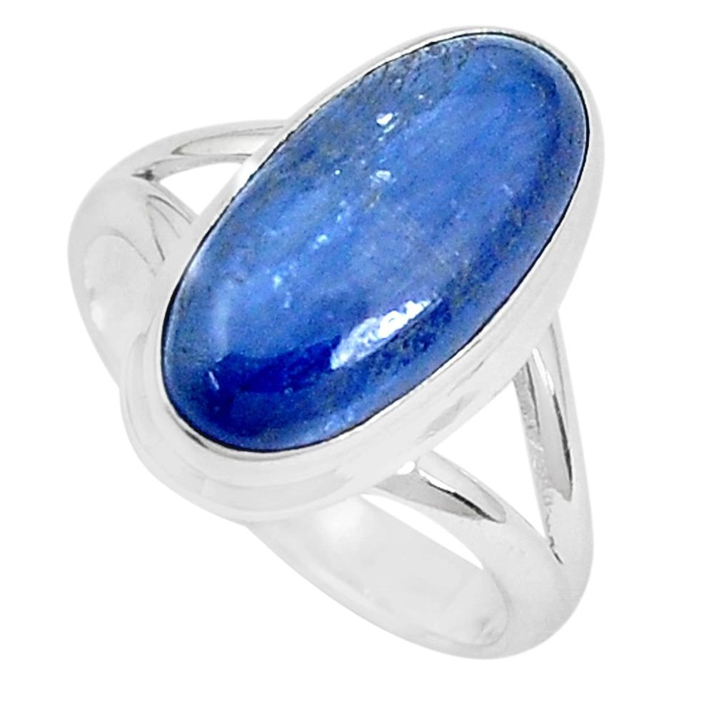 925 sterling silver 5.79cts natural blue kyanite solitaire ring size 7 p28419