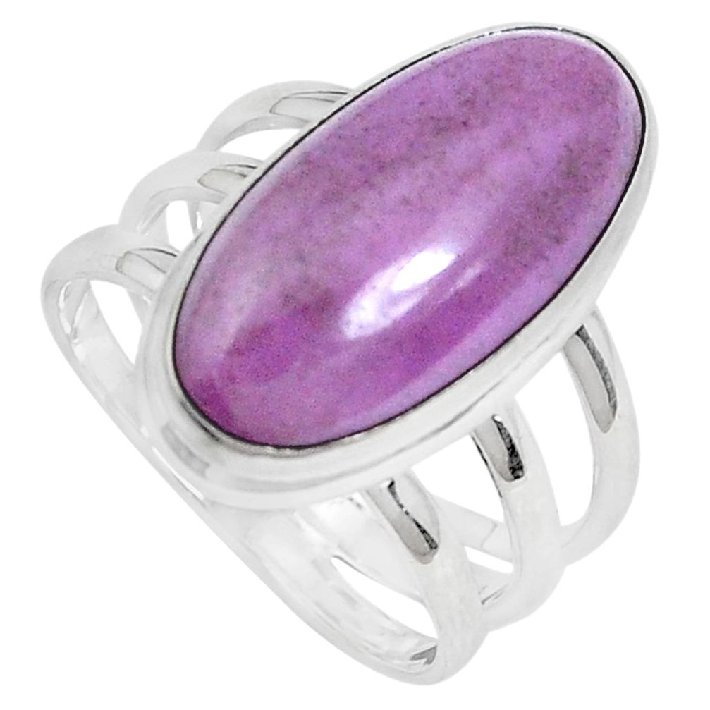 8.33cts natural purple phosphosiderite 925 silver solitaire ring size 8.5 p28428
