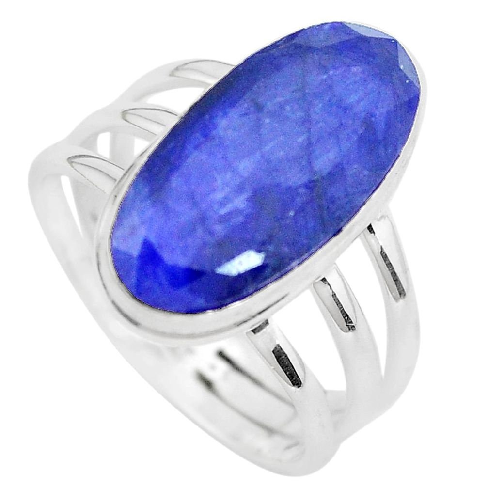 925 silver 7.40cts natural blue sapphire solitaire ring jewelry size 8 p28764