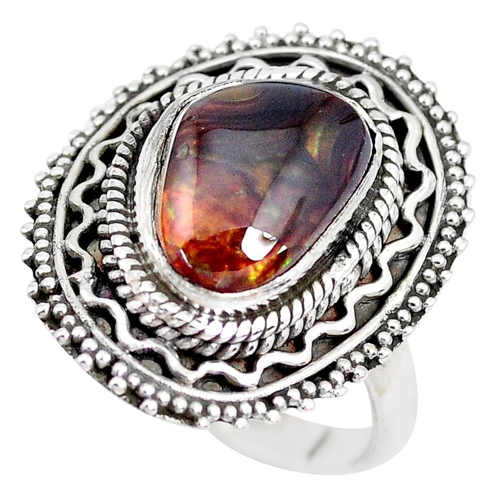 925 silver 5.97cts natural mexican fire agate solitaire ring size 8.5 p28829
