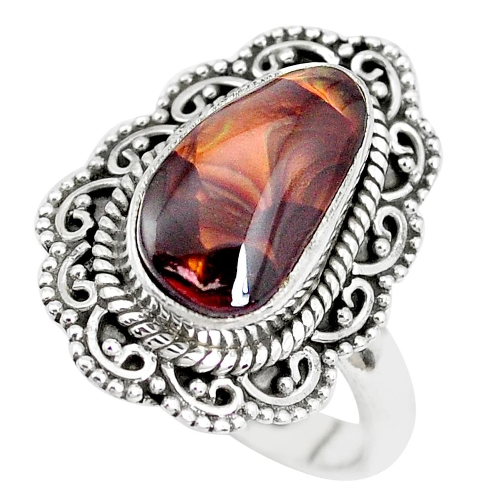 5.52cts natural mexican fire agate 925 silver solitaire ring size 8 p28832