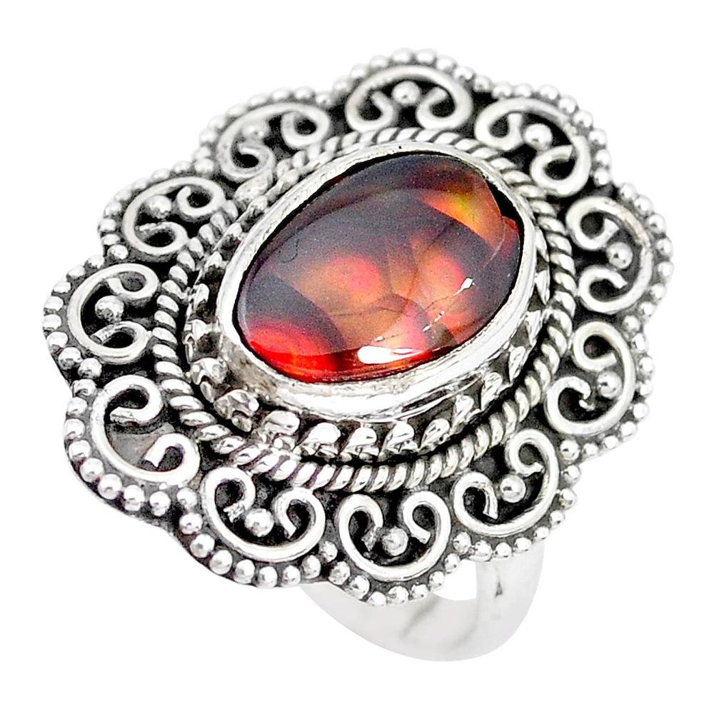 925 silver 5.12cts natural mexican fire agate solitaire ring size 7.5 p28834