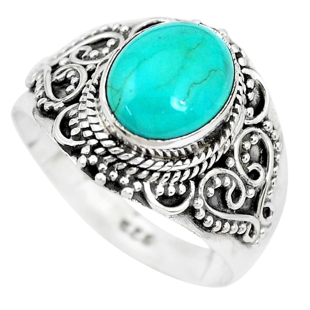 925 silver 4.38cts natural blue kingman turquoise solitaire ring size 8 p28877