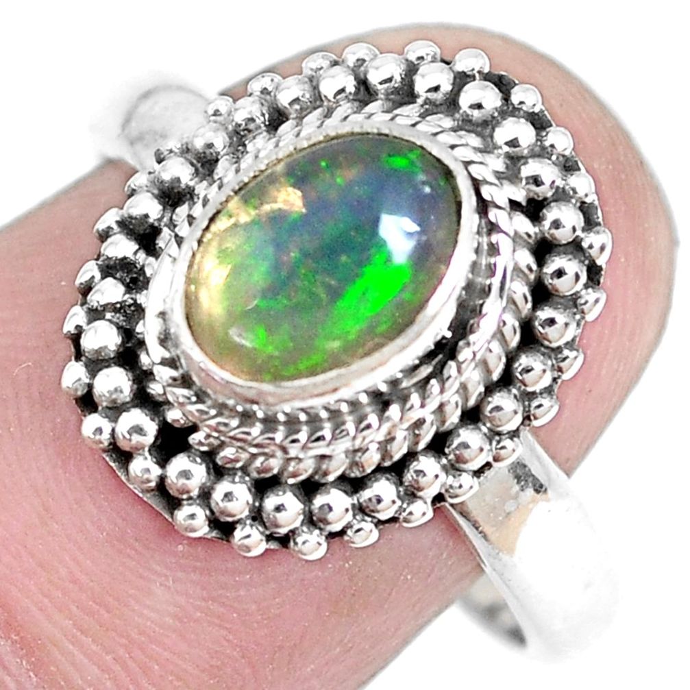 2.23cts natural multi color ethiopian opal silver solitaire ring size 8 p28919