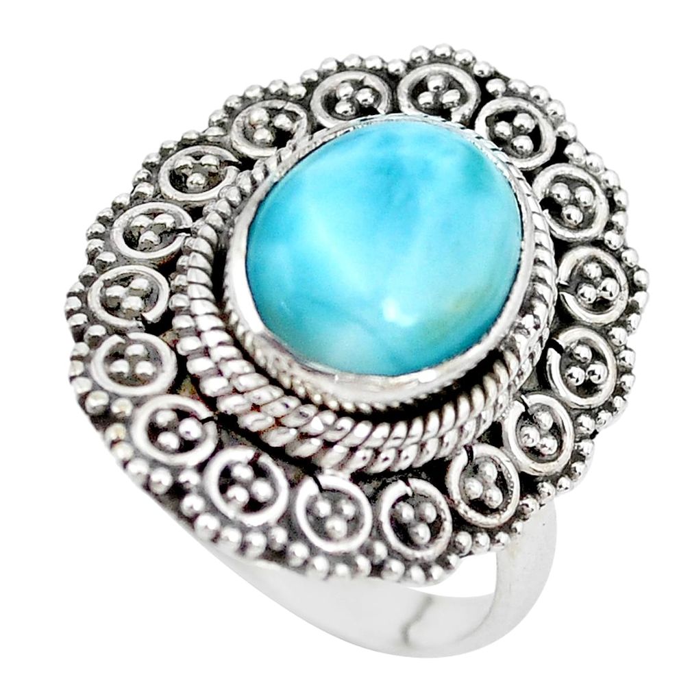 5.01cts natural blue larimar 925 silver solitaire ring jewelry size 7 p28929