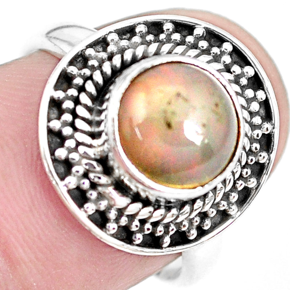 925 silver 3.32cts natural ethiopian opal solitaire ring jewelry size 6.5 p28939