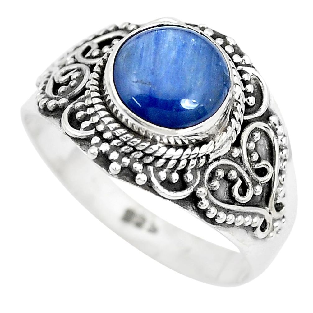 3.28cts natural blue kyanite 925 sterling silver solitaire ring size 8.5 p28983