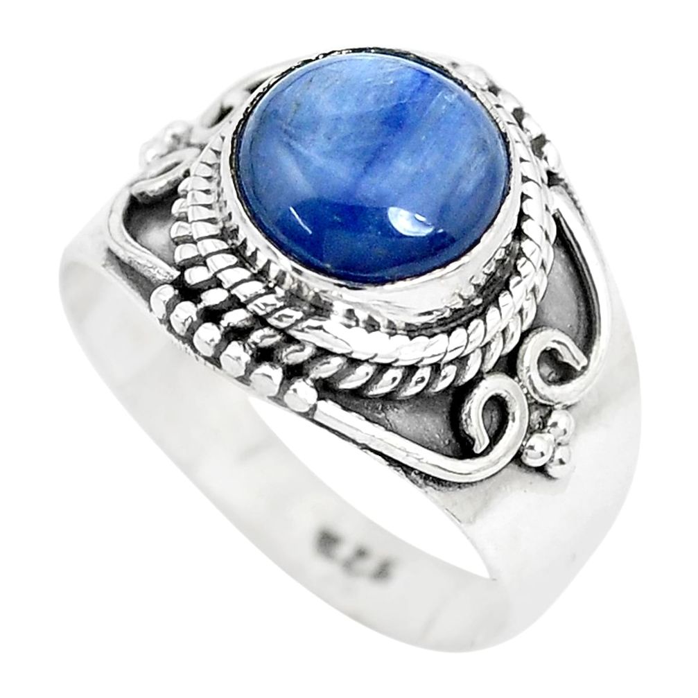 3.19cts natural blue kyanite 925 sterling silver solitaire ring size 6.5 p28986