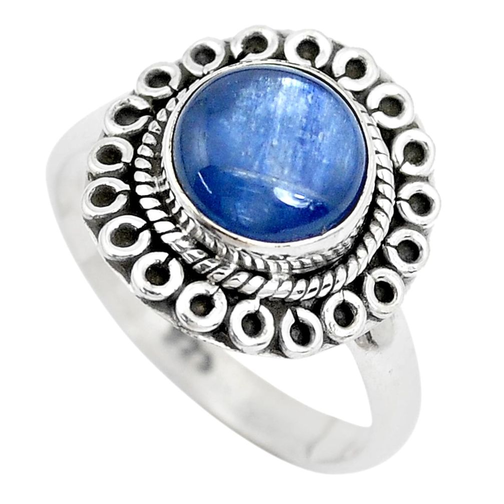 3.50cts natural blue kyanite 925 sterling silver solitaire ring size 7 p28987