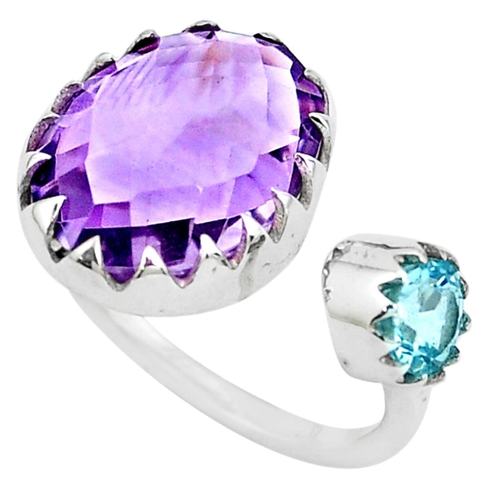7.67cts natural purple amethyst topaz 925 silver adjustable ring size 4 p29783