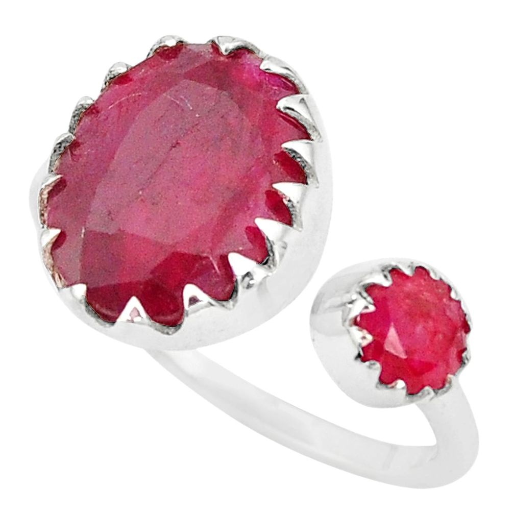 6.27cts natural red ruby 925 sterling silver adjustable ring size 6 p29791