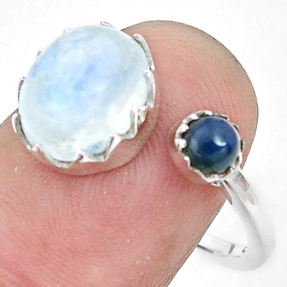 5.20cts natural rainbow moonstone 925 silver adjustable ring size 7 p29797