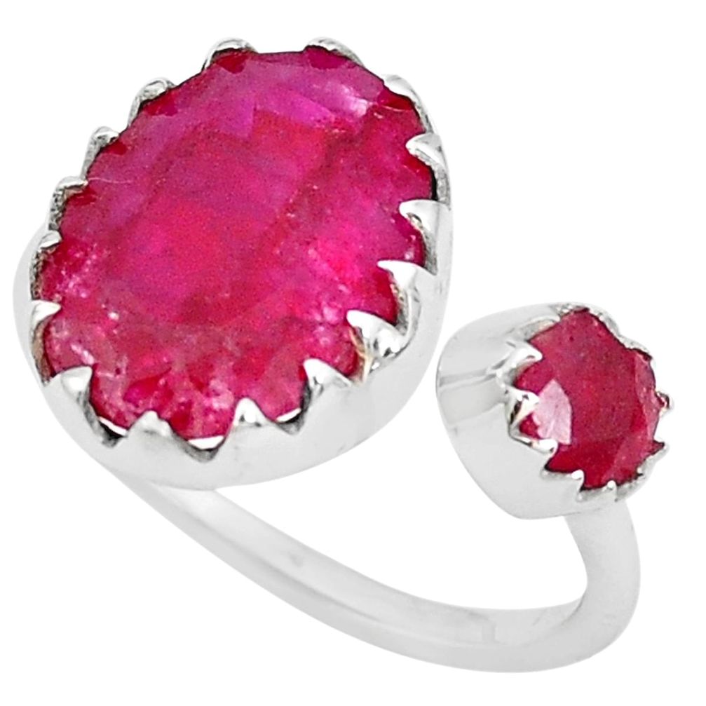 6.59cts natural red ruby 925 sterling silver adjustable ring size 5 p29805