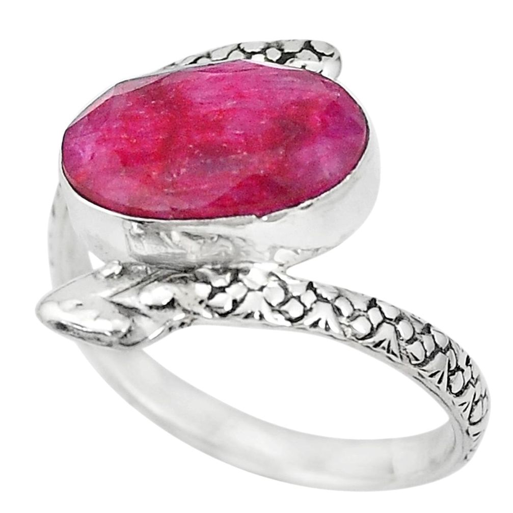 925 silver 6.10cts natural red ruby snake solitaire ring jewelry size 11 p29904