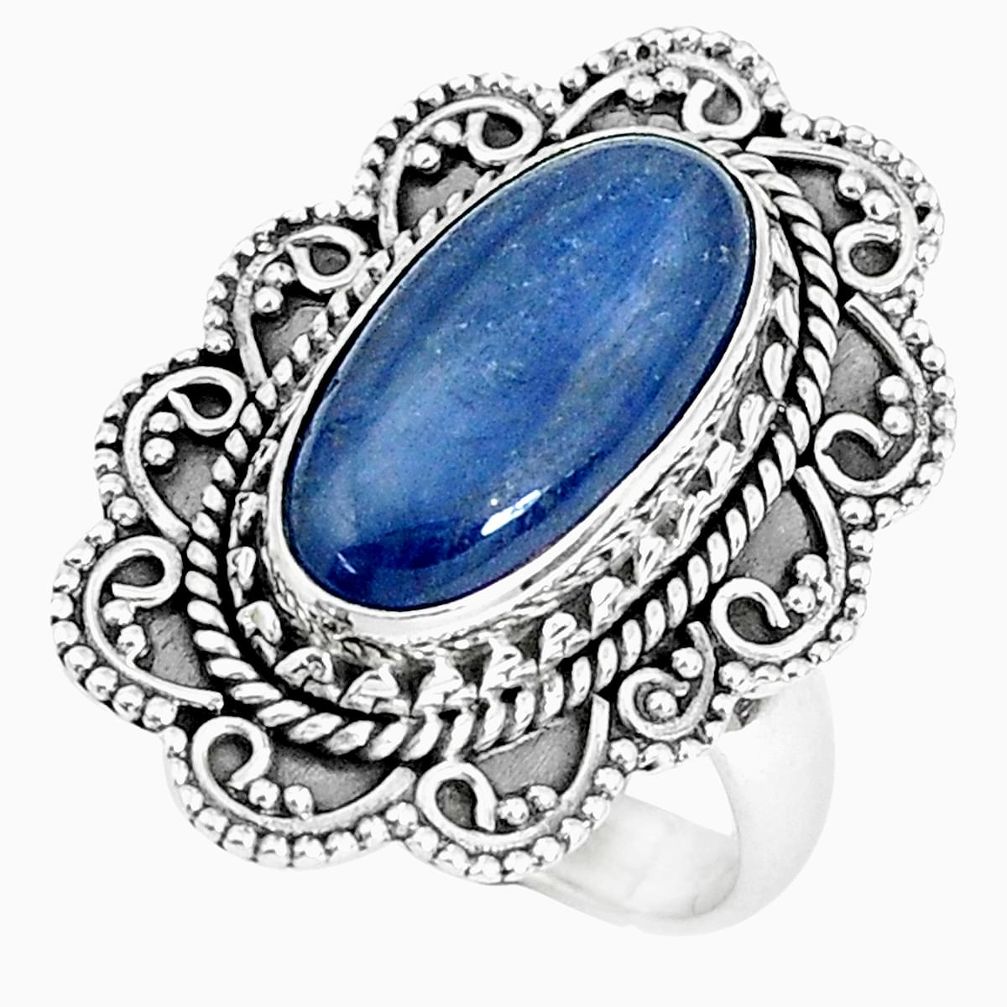 925 sterling silver 5.81cts natural blue kyanite solitaire ring size 8 p30289